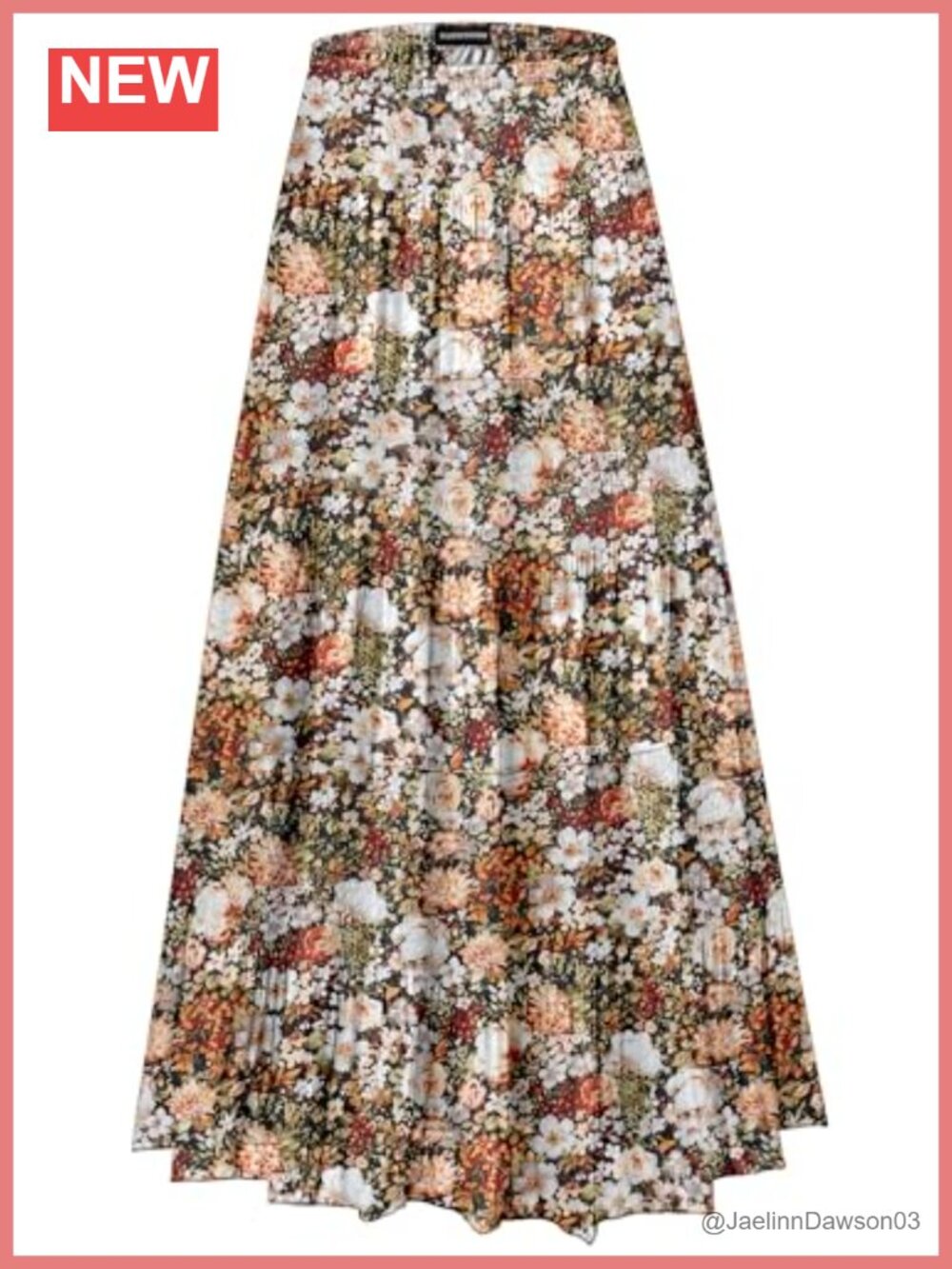 Chiffon Maxi Skirt High Waist Floral Tiered Pleated A-Line Boho Flowy Long Skirt